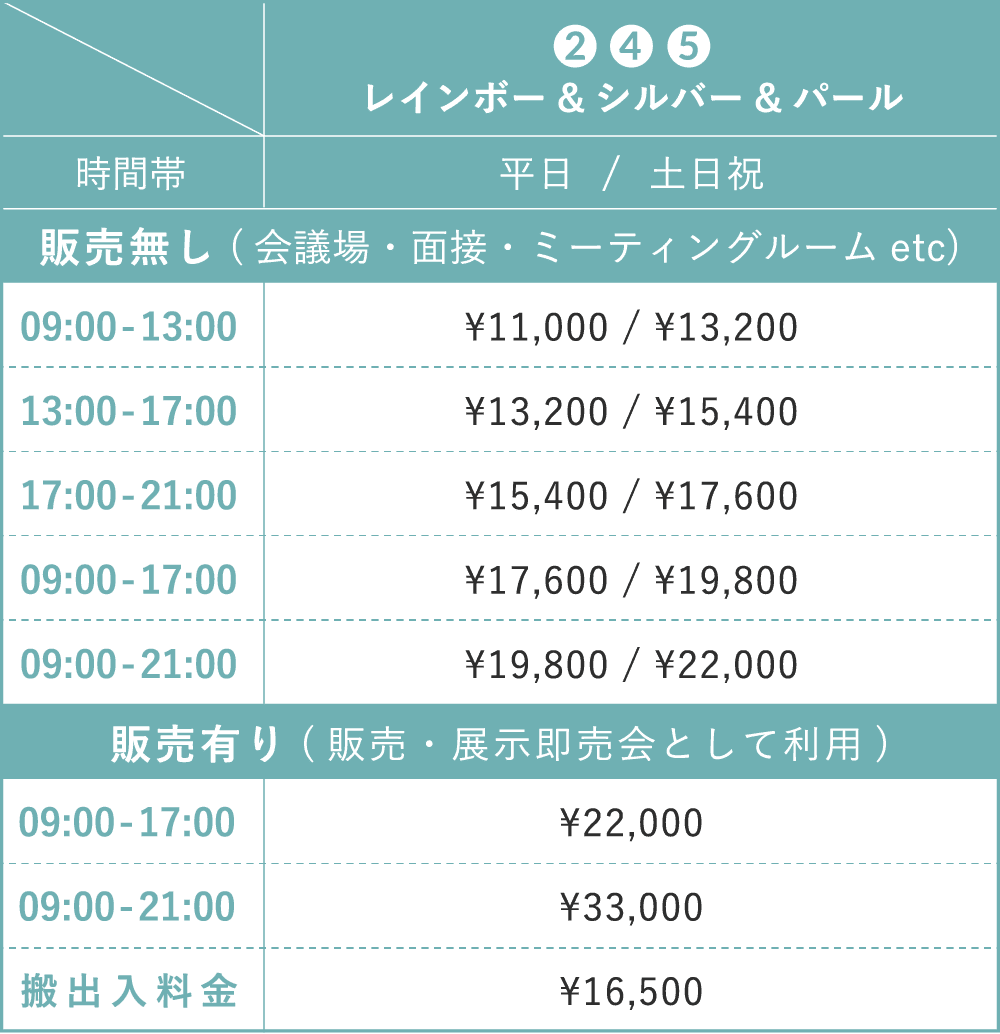 シルバー・パール・レインボーの時間帯別料金